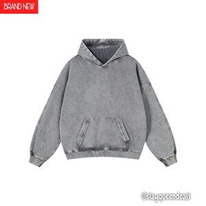 Oversized Cotton Hoodie Vintage Acid Wash Streetwear Unisex Pullover